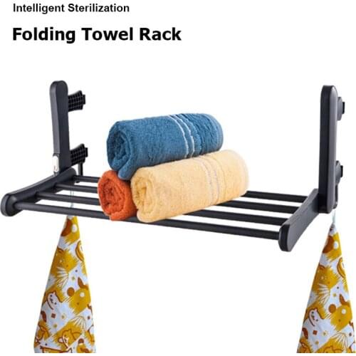Bathroom Electric Bath Towel Rack Sterilization Towel Rack Heating Wall Mounted Warm Dryer Shelf Towel Rail Black Bath Fittings