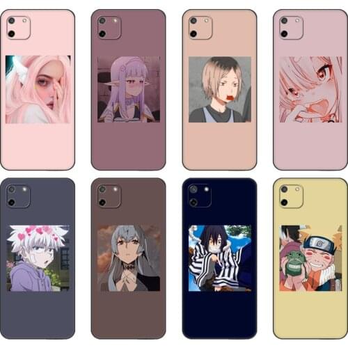 Black tpu Case For OPPO Realme C11 C20 C21 Case Back Cover Bumper Anime icons