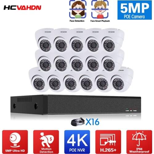 5MP CCTV IP Security Camera System 16CH 4K POE NVR Kit Outdoor Waterproof Ai Auido POE Camera Video Surveillance System Set 8CH