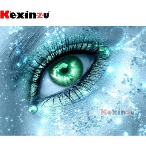 Kexinzu Full new 5D DIY Square/Round Drill Diamond Painting "Green eyes" 3d Embroidery Mosaic Cross Stitch Decor Gift X4561