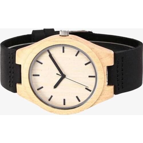 Classical Black Leather of Quartz Watches Without Logo Maple Wood customized Watches Luxury Watch Men Customize your Name