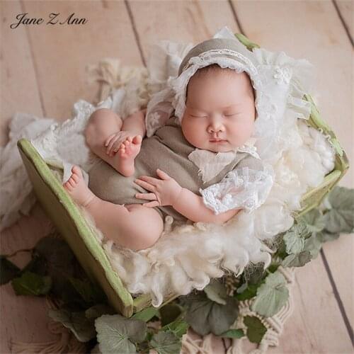 Jane Z Ann Newborn Photography Clothing Baby girl 100 days Baptism Photo Theme Suit hat+bodysuit Studio shooting aclothing