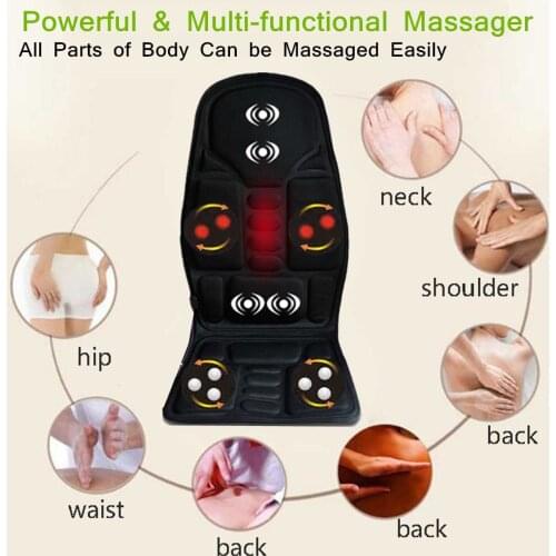 Multifunctional Car Chair Body Massage Heat Mat Seat Cover Cushion Neck Pain Lumbar Support Pad Back Massager
