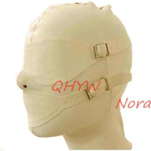 Natural Latex Rubber Mask Hood for Men with Eye Cover&mouth Cover Cosplay Costumes Disfraz De Halloween Para Mujer No mouth gags