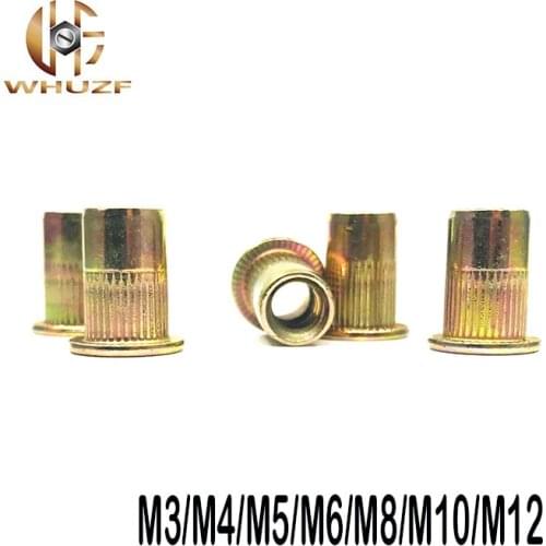 100pcs M3 M4 M5 M6 M8 M10 M12 mix Hollow Rivet Set Zinc Plated Carbon Steel Rivets Threaded Rivet Metal Plate Tube Fastener Tool