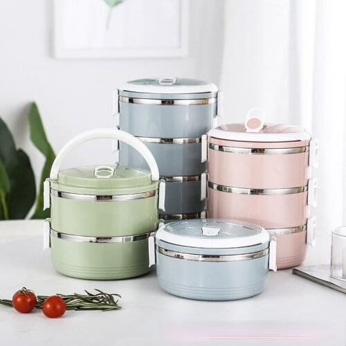 Stainless Steel Insulated Lunch Box Round Multilayer Student Lunch Box Nordic Multilayer Combination Lunch Bowl