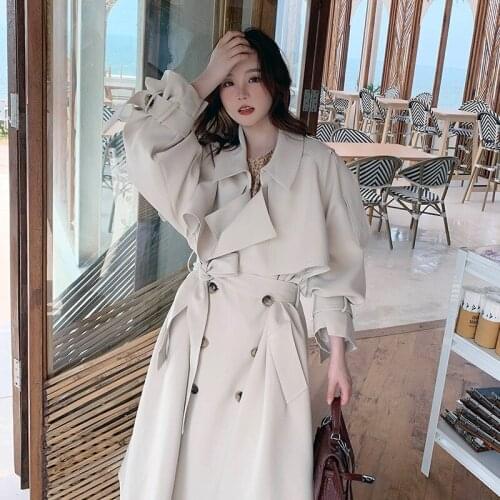 Xincooler Autumn Fashion Long Coat Women Double Breasted British Style Windbreaker Loose Trench Coat Clothes Women Plus Size 3xl
