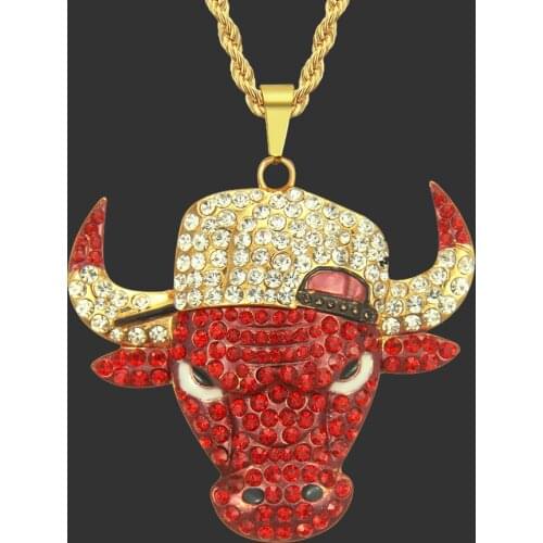 Popular Hip Hop 925 Mosaic Zircon Ox Head Pendant Trendy Chain Necklace Fashion Charm Personality Jewelry Accessories