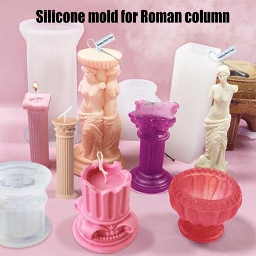Roman Column Candle Molds Ancient Railing Silicone Stripe Shape Cylinder Candle Pillar Mould for DIY Handmade Candle ST1