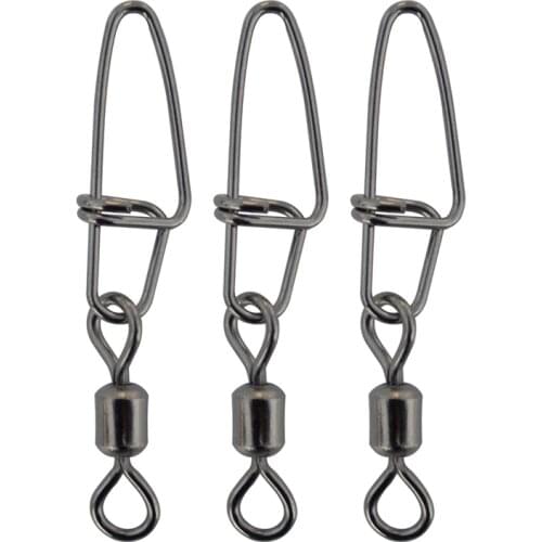 Fishing Swivel with Snap 20pcs/lot Rolling Fishing Swivels with Insurance Snaps Stainless Steel Fishing Clips Connector Tackle