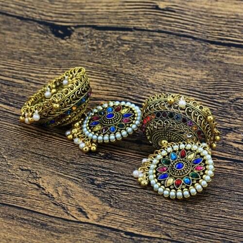 Bohemian Sunflower Design Jhumki Earrings for Indian Women Girls Ethnic Traditional Wedding Party Wear Ethnic Jewelry