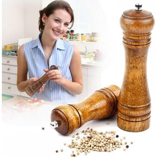 Spice Herb Pepper Grinder Wooden Cruet Mill Condiment Grinding Salt Smashing Tools