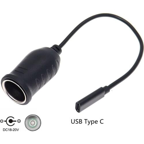 USB-C USB 3.1 Type C Female to Cigarette Lighter Socket Receptacle Charger Cable Power Outlet 20V 100W Auto Interior Accessories