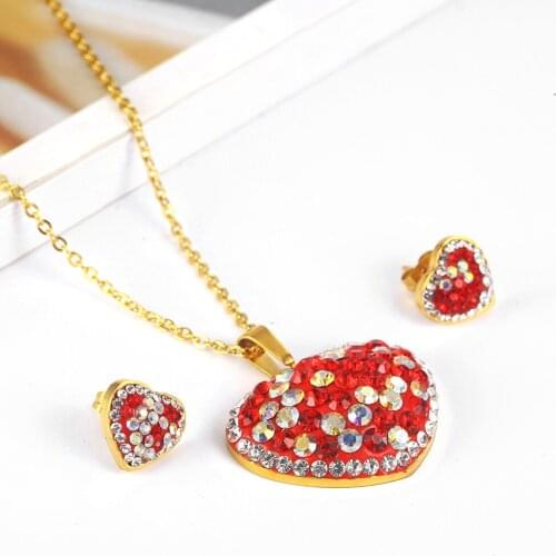 OUFEI Stainless Steel Jewelry Heart-shaped Necklace Earrings Set Woman Vogue 2019 Jewelry Accessories wholesale lots bulk