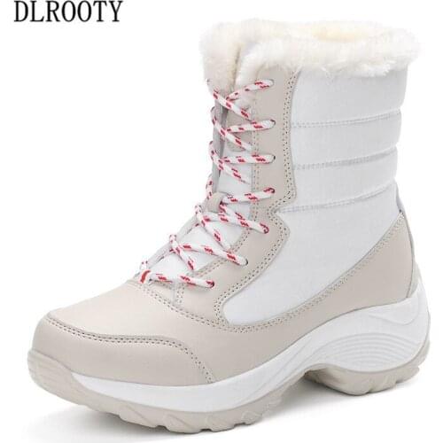 Women Snow Boots Ankle 2018 Winter Warm Short Plush Female Casual Shoes Woman Flat Fashion Platform Round Toe Lace Up Waterproof