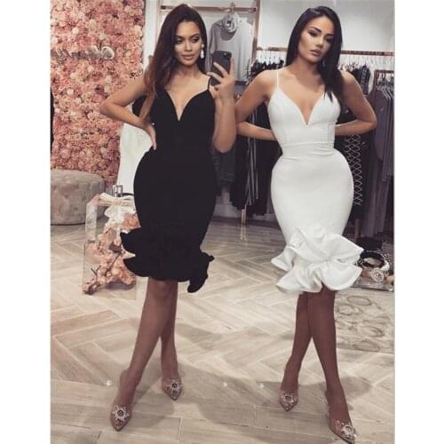 2021 Women Sexy Designer Summer Dress Evening Elegant Celebrity Fishtail Trumpet Black White Chic Party Dress Vestido