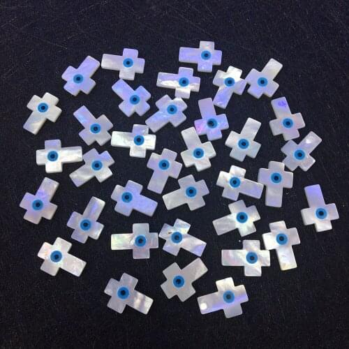 10Pcs 10x15mm Cross Shape Blue Evils Eye Shell Bead Pearl Shell Beads For Making Charm DIY Jewelry Necklace Bracelet Accessories