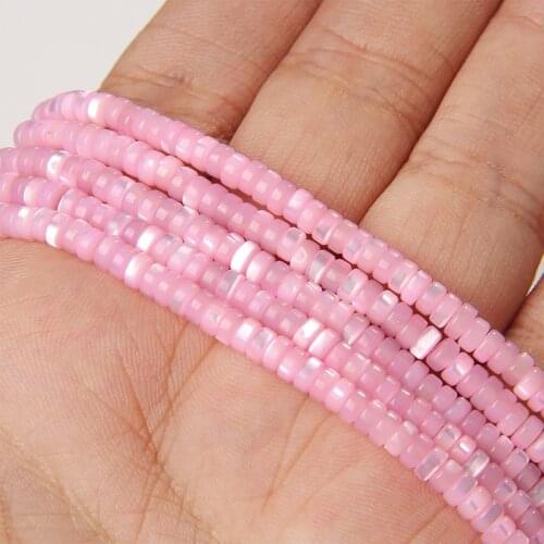 2x4mm Mother of Pearl Shell Cylinder Beads Pink Shell Loose Spacer Beads for Jewelry Making DIY Bracelet Necklace Earrings 15"