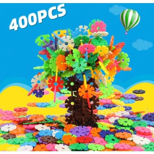 400PCS Snowflakes Building Blocks Toys for Kids Interconnecting Blocks Bricks 3D Construction Toys DIY Assembly Flakes Toys JM14