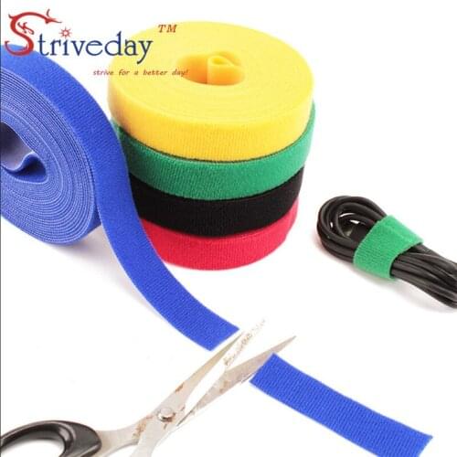 5 Meters/roll Width 3 cm magic sticker nylon cable ties reusable wire management cable ties 4 colors to choose from DIY