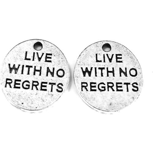 50pcs suit tiles "Live no regrets" charms pendant 15x13mm antique silver ornament accessories jewelry making DIY base material