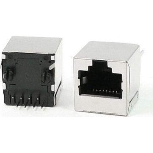 50 Pcs Vertical Mounting 8Pin RJ45 PCB Jack Female Connector