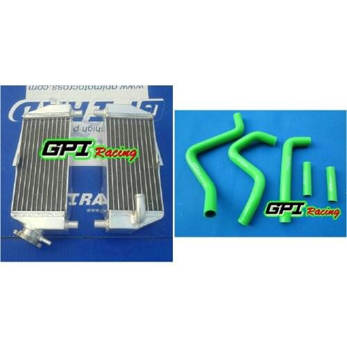 Aluminum racing Radiator +GREEN HOSE for Kawasaki KX125 KX250 KX 125 250 94-02 95 96 97 98 99 00 01 1994 1995 1996 1997 1998