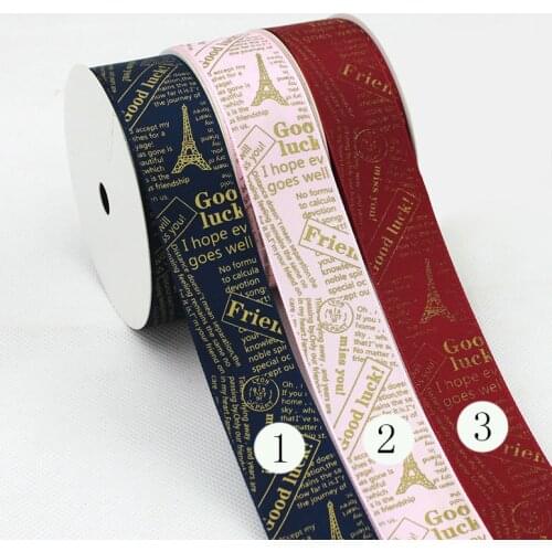 [IuBuFiGo] 1"(25mm) Eiffel Tower Ribbon Printed Satin Ribbon For Gift Packing 10yard/lot