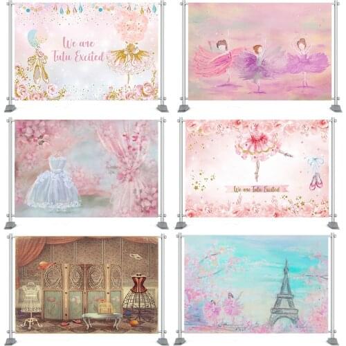 Girls Ballet Backdrop Babyshower Newborn Baby Portrait Photography Background Girls 1st Birthday Party Decoration Banner
