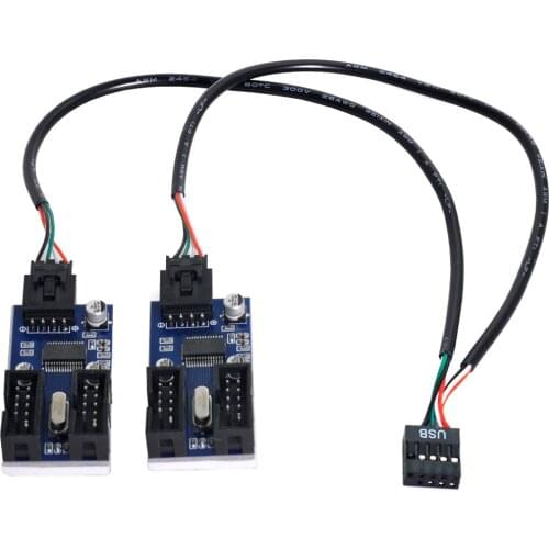 Chenyang USB 2.0 9pin Header 1 to 2 / 4 Female Extension Cable HUB Connector Adapter Port Multilier