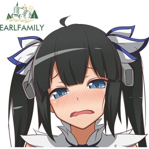 EARLFAMILY 13cm x 12.1cm for DanMachi Hestia Cry VAN Decal Scratch-Proof Car Stickers Windshield Anime Cartoon Car Assessoires