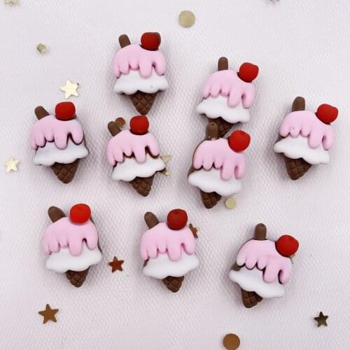 20PCS Hand Painted Resin Kawaii Colorful mini Ice cream Flatback Cabochon Figurine Scrapbook DIY Decor Home Stone Crafts OG701