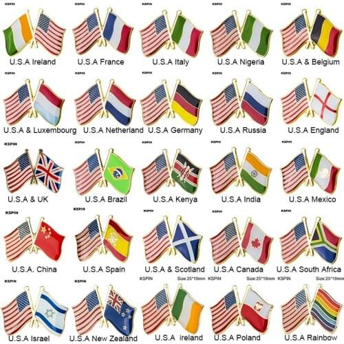 U.S.A Friendship Flag Pins Country Flag Badge Flag Brooch National Flag Lapel Pin International Travel Pins Collections
