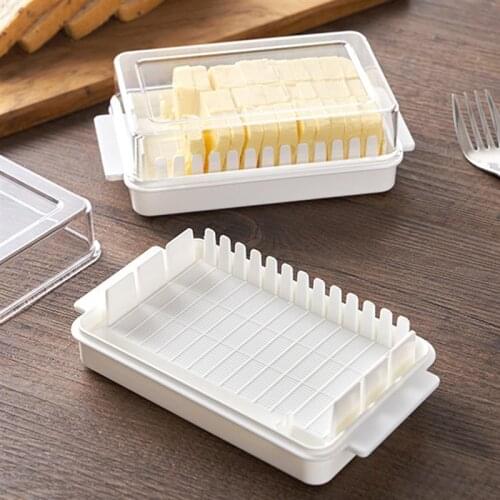 Butter Dish with Lid Dust-proof Slicing Storage Box Plastic Clear Cheese Fresh-keeping Case Container