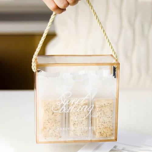 Creative Transparent Portable Upscale Gift Box Candy Nougat Cookies Wedding Chocolate Cake Bread Packing Tote Bags