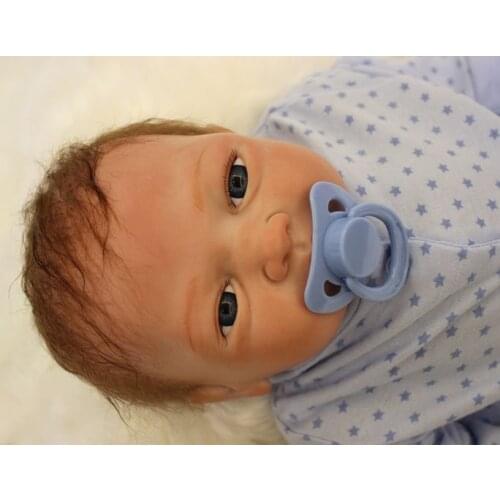 Sudoll About 18" Handmade Lifelike Newborn Baby Doll Reborn Soft Silicone Vinyl Close Eyes doll Christmas Gift
