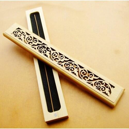 Natural Chinese Bamboo Long Incense Burner Hand Carving Hollow 23.5*3.5cm Wooden Incense Holder Censer