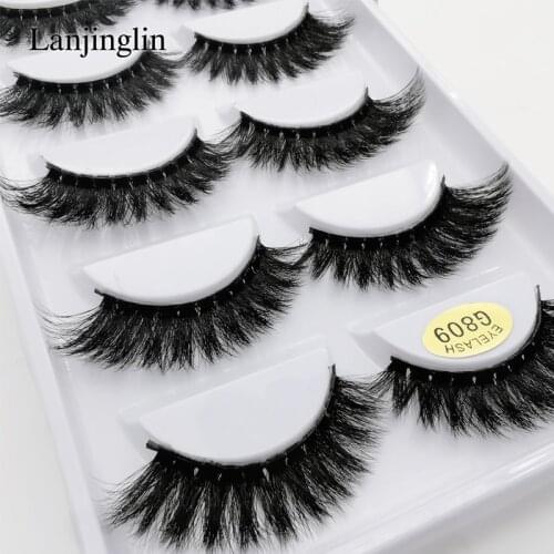 LANJINGLIN 10 boxes / lot mink eyelashes natural long false eyelashes 100% handmade soft 3d mink lashes makeup faux cils G806