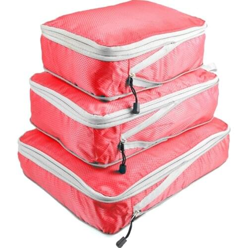 Quenya 3 Set Packing Cubes Compression Large/Medium/Small Sizes Waterproof Luggage Suitcase Packing Travel Organizers Mesh Bags