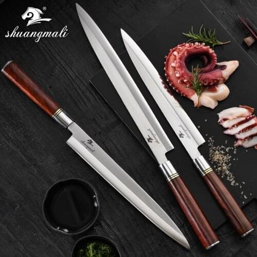 Salmon Sashimi Knife Set German 1.4116 Steel Japanese Filleting Knives Set Slicing Fish Cleaver Salmon Sushi Knife Set