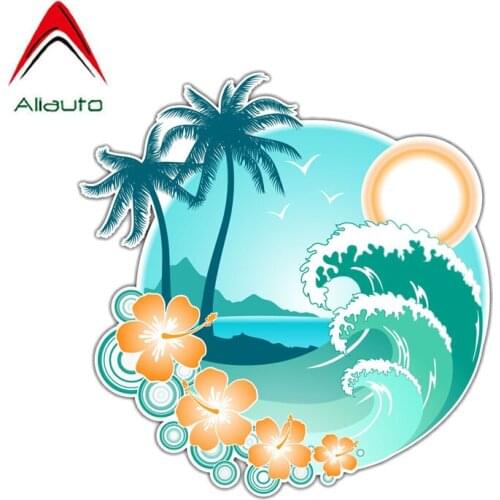 Aliauto Interesting Tropical Islands Hawaii PVC Car Sticker for Chevrolet Volkswagen Honda Hyundai,13CM*13CM