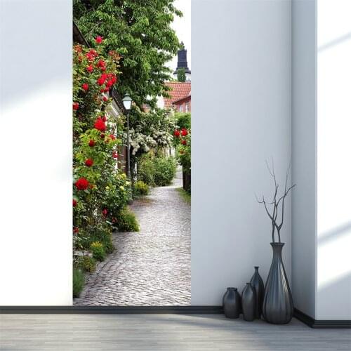 Rose Street Stickers on the Doors Vinyl Peel and Stick Wallpaper Glass Door Murals Waterproof Posters Home Design adesivo porta