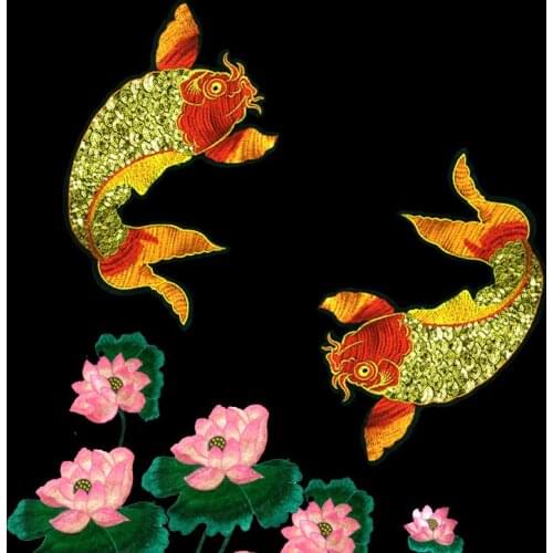 Embroidery carp cloth stickers,sequin patches,patches for clothing