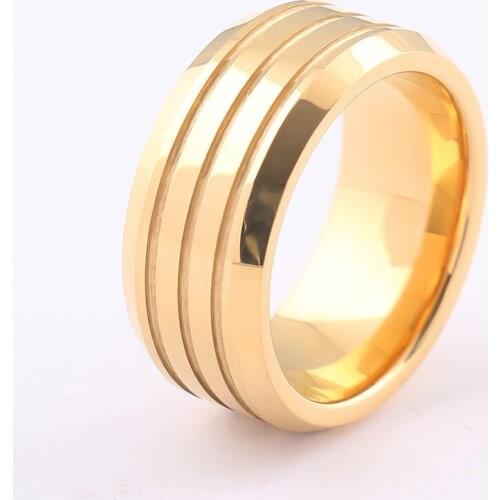 New Fashion Gold Mens Ring Cool Jewelry Classic Simple Tungsten Steel Ring Classic tungsten carbide jewelry