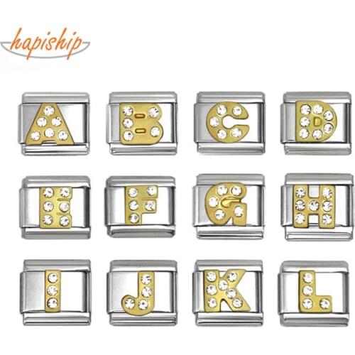 Hapiship 9mm Width Original Daisy Letter A B C D E F G H I J L Italian Charm Fit Bracelet Stainless Steel Jewelry Making DJ41