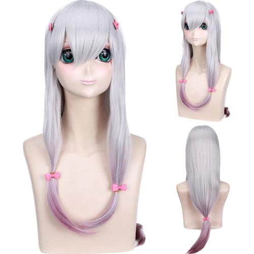 Izumi Sagiri Cosplay Wig EROMANGA SENSEI Play Wigs For Women Halloween Costume Synthetic Hair Perucas + Wig Cap +5 Pink Hairpins