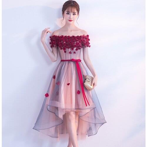 Wedding party dress prom gown fashion clothing Front short long back Bandage Evening Party Gown Bridesmaid Dresses