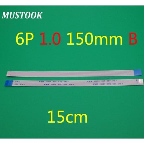 2PCS New FFC FPC flat flexible cable 6pin 1.0mm pitch 6 pin Reverse Length 150mm 15cm Width 7mm Ribbon Flex Cable