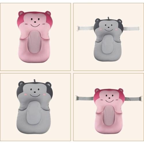 Newborn Bathtub Pillow Infant Anti-Slip Soft Comfort Cute Monkey Portable Soft Shower Pad Cushion Cartoon Newborn Folding