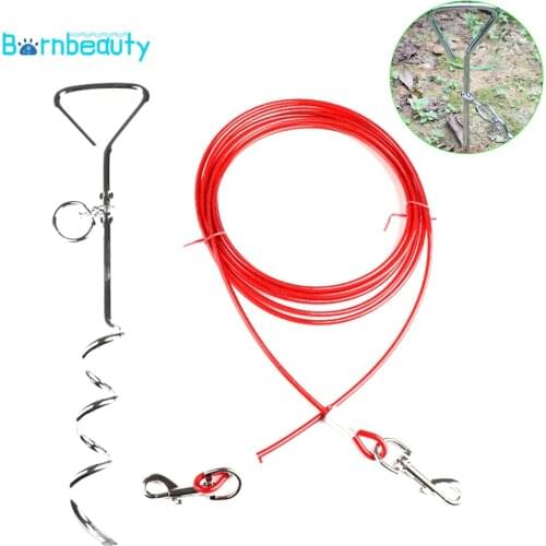 Pet Steel Wire Leash Dog Tie Out Stake Anti-Bite Outdoor Ground Spiral Anchor Stake Pile Tethering Dog Pile Wire Out Leash Dog S